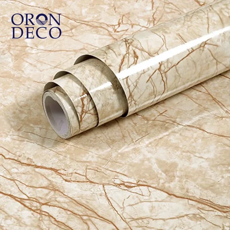 COWINLIFE DECO Self-Adhesive 3D Marble Sticker Wall Wallpaper High Glossy Waterproof Vinyl Peel and Stick Kitchen Wall Paper