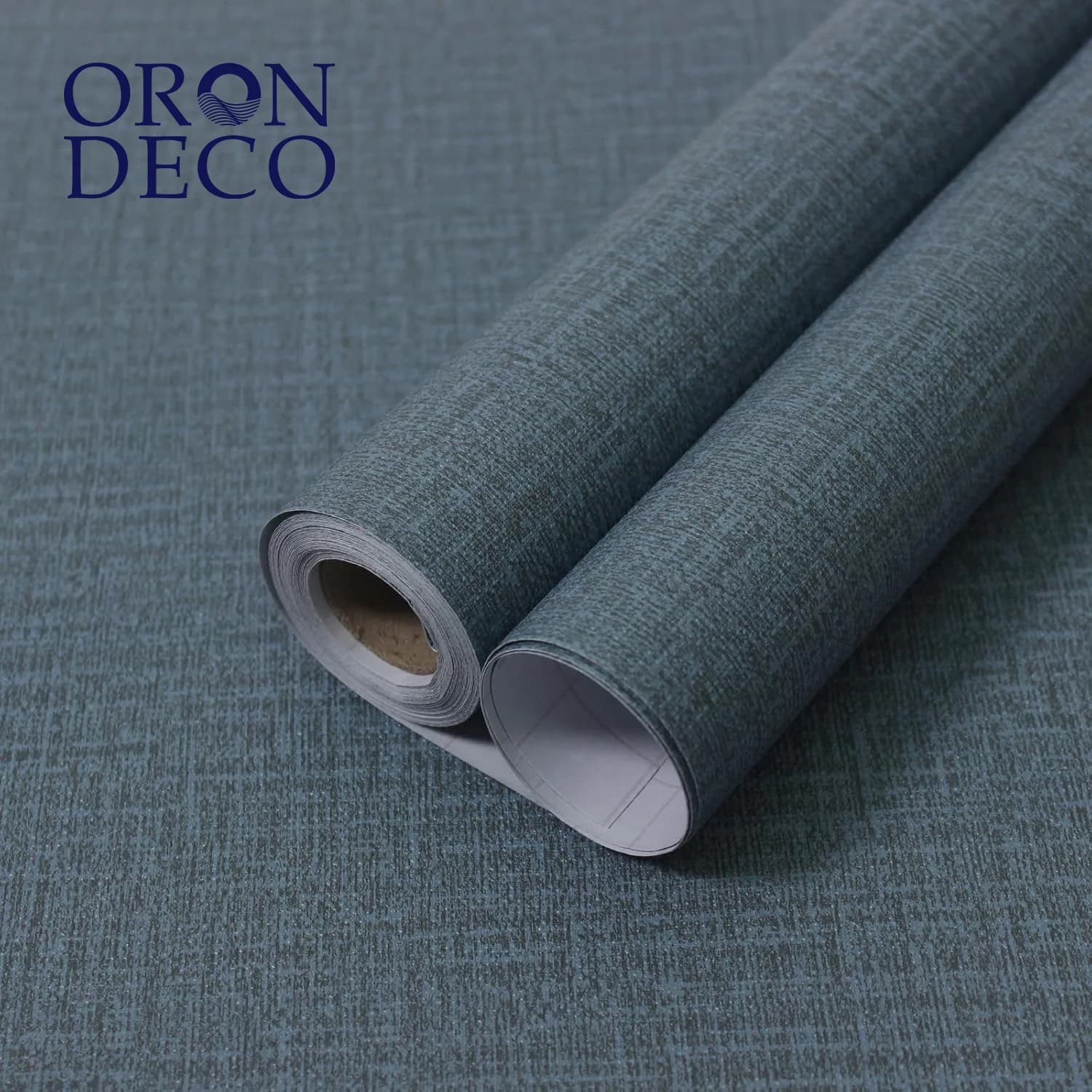 COWINLIFE DECO Self-Adhesive Waterproof PVC Wallpapers Blue Linen Texture Classical Interior Design Peel & Stick Bedroom Decoration