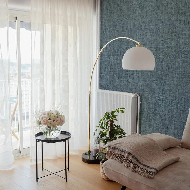 COWINLIFE DECO Self-Adhesive Waterproof PVC Wallpapers Blue Linen Texture Classical Interior Design Peel & Stick Bedroom Decoration detail 4