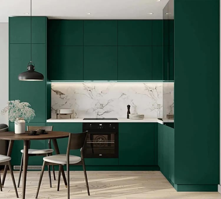 COWINLIFE DECO Removable Green Peel & Stick PVC Vinyl Wallpaper Waterproof Solid Color Wall Paper for Kitchen Cabinet Walls Covering detail 4