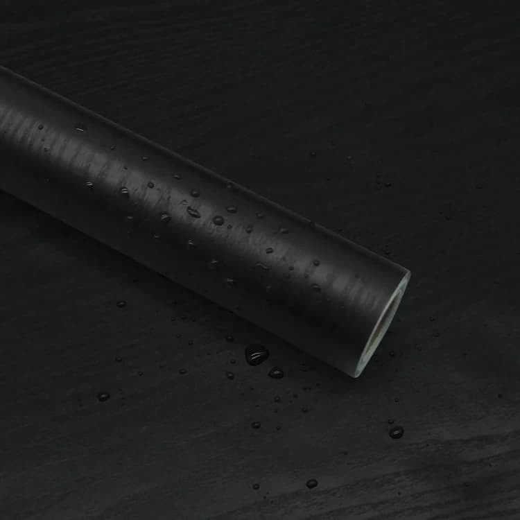 COWINLIFE DECO Black Grain Wood Textured Wallpaper Vinyl Film Self Adhesive Wall Paper Removable Peel and Stick for Countertop detail 2