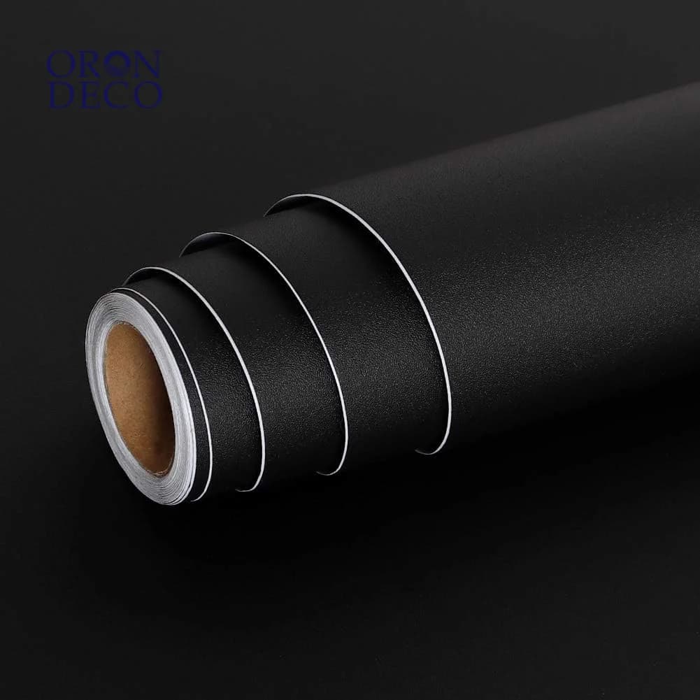 COWINLIFE DECO Matte Black Peel And Stick Vinyl Wall Paper Self-Adhesive Solid Modern Style Wallpaper Kitchen Cabinets Waterproof