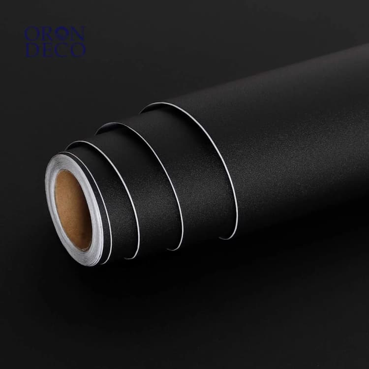 COWINLIFE DECO Matte Black Peel And Stick Vinyl Wall Paper Self-Adhesive Solid Modern Style Wallpaper Kitchen Cabinets Waterproof detail 1
