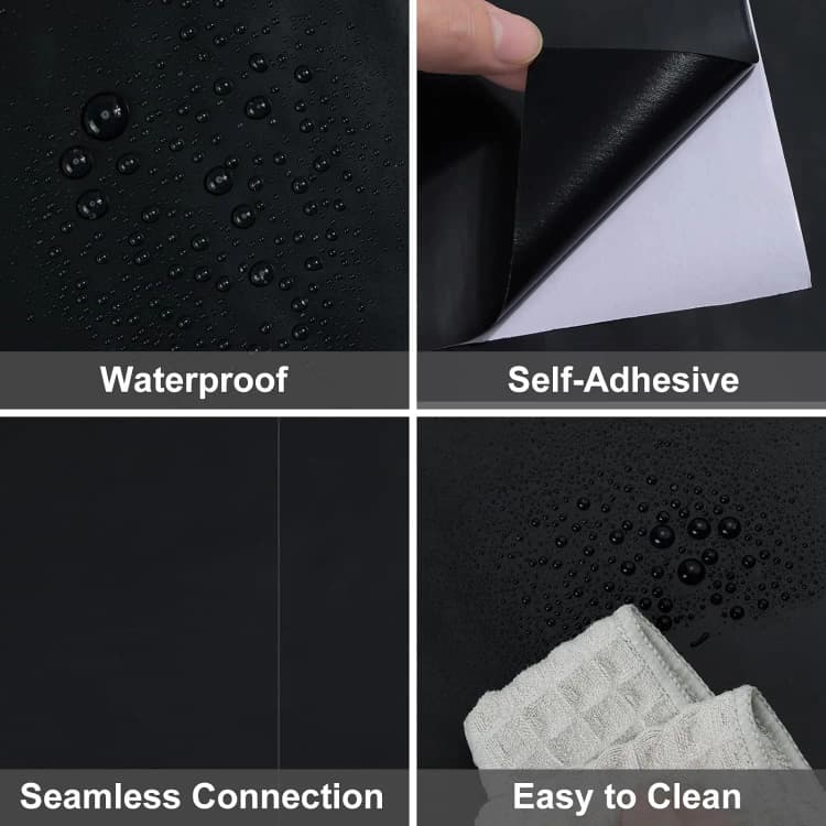 COWINLIFE DECO Matte Black Peel And Stick Vinyl Wall Paper Self-Adhesive Solid Modern Style Wallpaper Kitchen Cabinets Waterproof detail 6