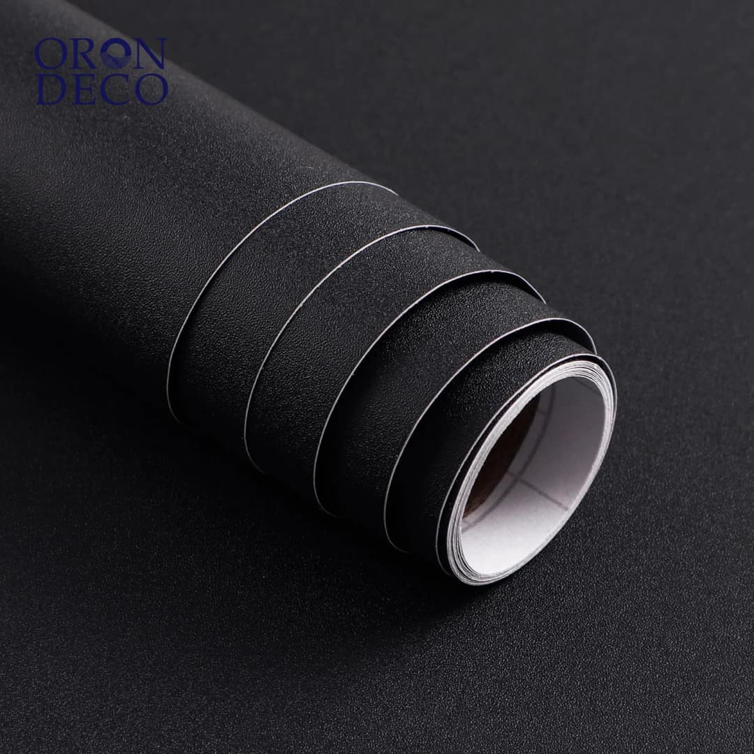 COWINLIFE DECO Matte Black Wallpaper Peel and Stick Vinyl Wall Paper PVC Self Adhesive Solid Wall Wallpaper for Kitchen Walls