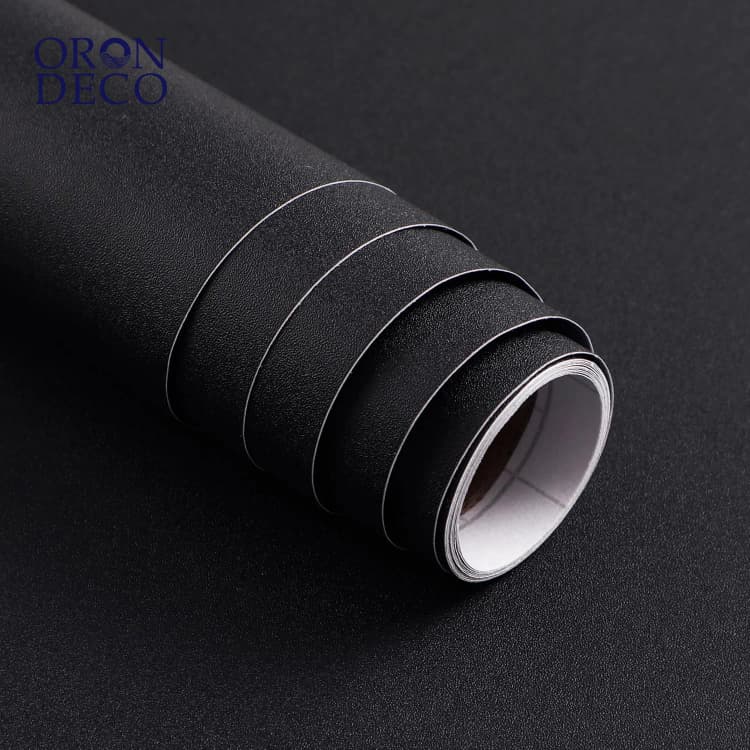 COWINLIFE DECO Matte Black Wallpaper Peel and Stick Vinyl Wall Paper PVC Self Adhesive Solid Wall Wallpaper for Kitchen Walls detail 1