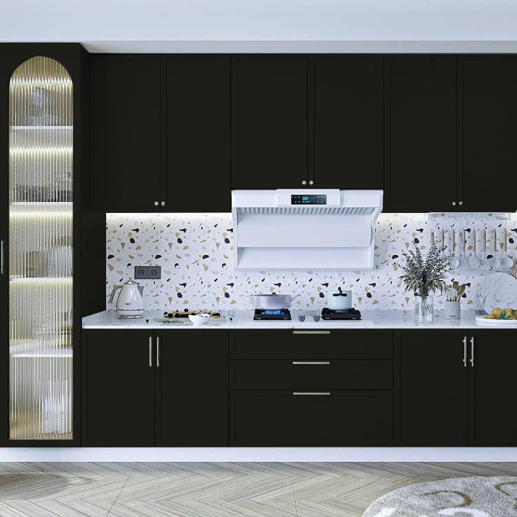 COWINLIFE DECO Modern Solid Colour Black Wall Paper Peel and Stick PVC Self Adhesive Embossed Texture Wallpaper Sticker for Cabinet detail 3