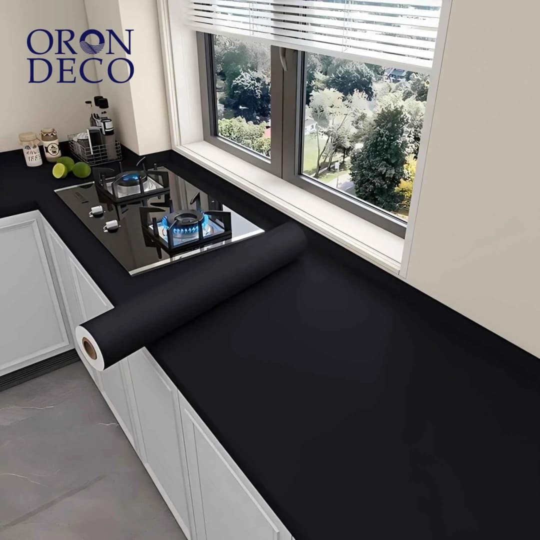 COWINLIFE DECO Matte Solid Black Contact Paper Peel and Stick PVC Vinyl Wall Paper Self Adhesive Solid Color Wallpaper for Kitchen
