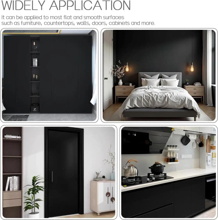 COWINLIFE DECO Matte Solid Black Contact Paper Peel and Stick PVC Vinyl Wall Paper Self Adhesive Solid Color Wallpaper for Kitchen detail 4