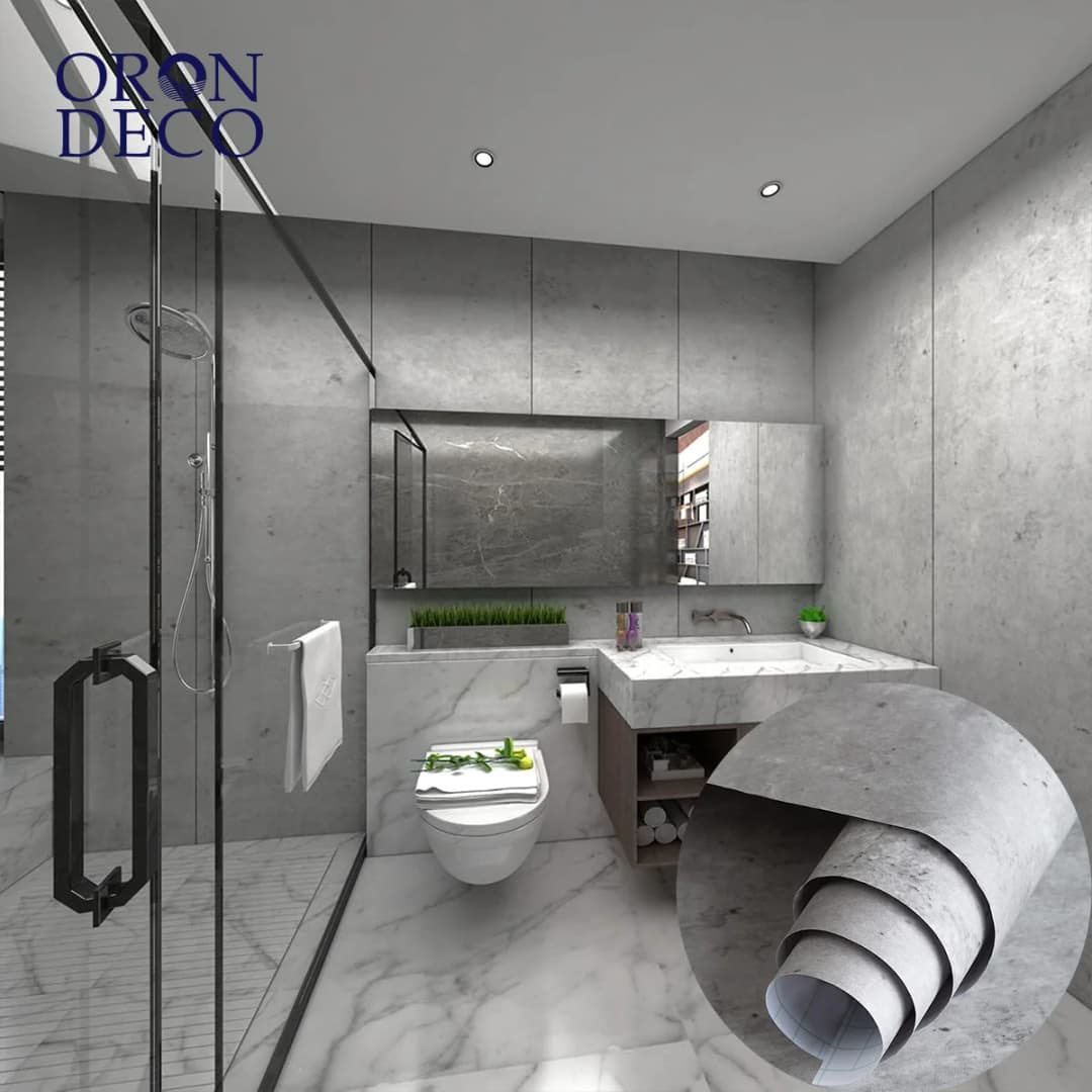 COWINLIFE DECO Low MOQ Concrete Cement Gray Wallpaper Texture Self-Adhesive Waterpoof Modern Industrial Peel and Stick for Bathroom