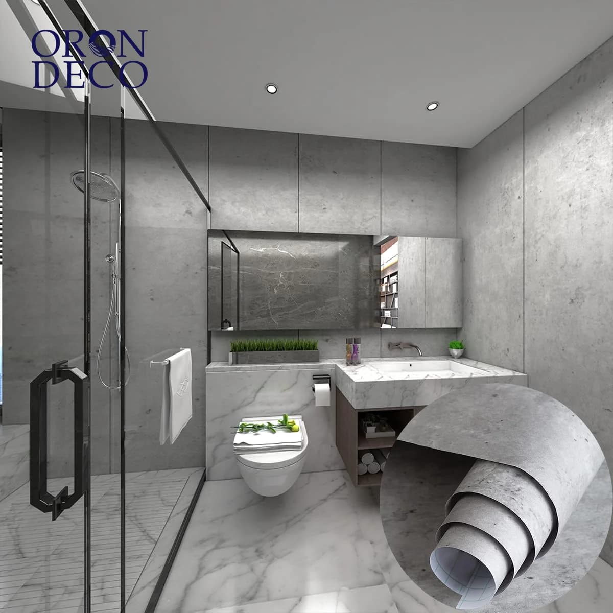 COWINLIFE DECO Low MOQ Concrete Cement Gray Wallpaper Texture Self-Adhesive Waterpoof Modern Industrial Peel and Stick for Bathroom