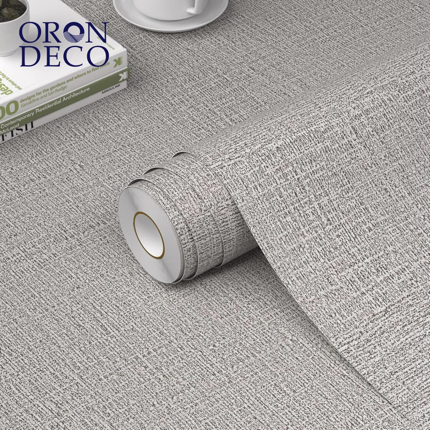 COWINLIFE DECO Self-Adhesive Peel and Stick Wallpaper Linen Texture Waterproof PVC Modern Decorative Wall Paper for Kitchen Interior