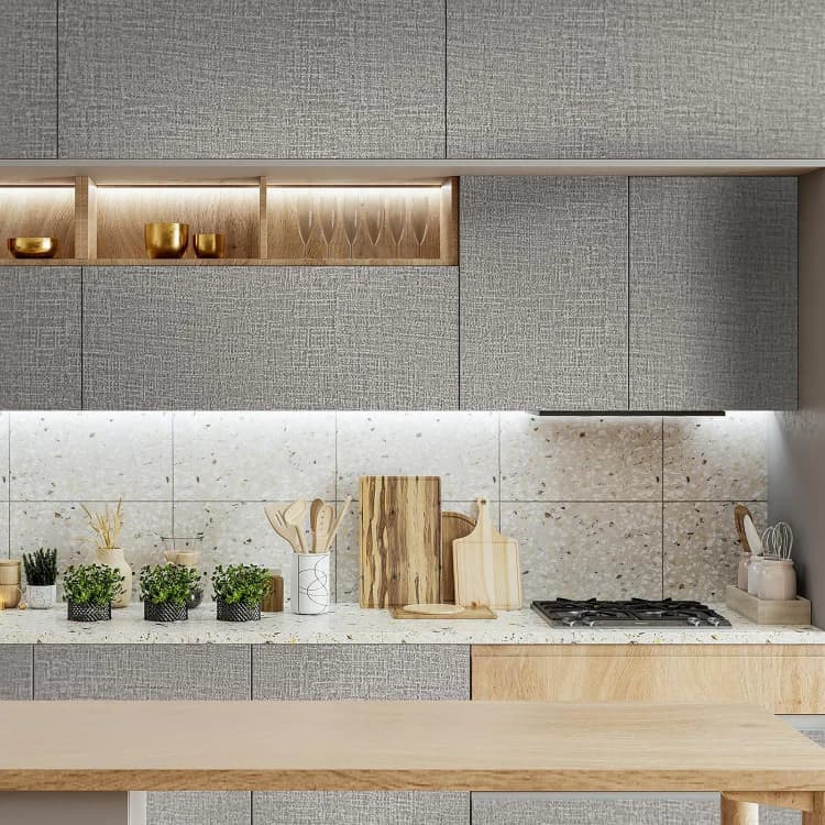 COWINLIFE DECO Self-Adhesive Peel and Stick Wallpaper Linen Texture Waterproof PVC Modern Decorative Wall Paper for Kitchen Interior detail 4