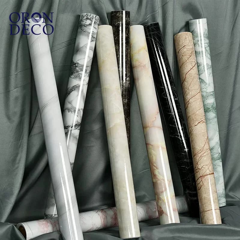 COWINLIFE DECO Low MOQ Kitchen Waterproof Marble Stickers 3D Self Adhesive Bathroom Wall Paper Marble Vinyl Film for Home