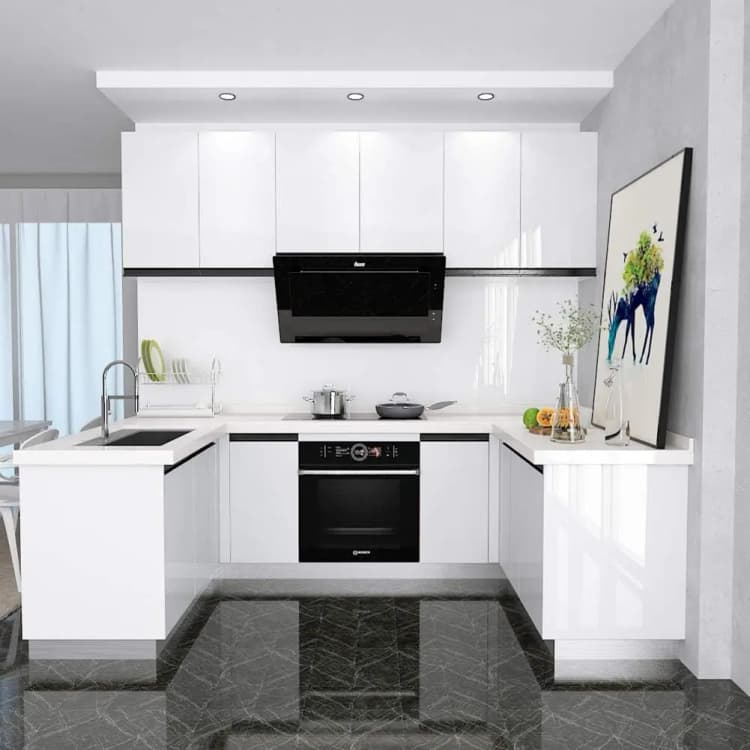 COWINLIFE DECO Modern White PVC Self-Adhesive Glitter Wallpaper Peel Stick Contact Paper for Kitchen Countertop Cabinet Decorative detail 4
