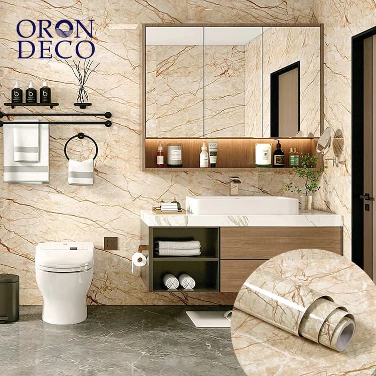 COWINLIFE DECO Waterproof Peel and Stick Self-Adhesive Marble Sticker Pvc Vinyl Kitchen Bathroom Decorative Wallpaper