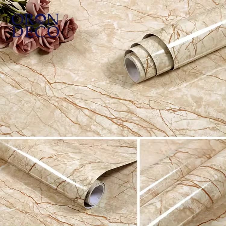 COWINLIFE DECO Waterproof Peel and Stick Self-Adhesive Marble Sticker Pvc Vinyl Kitchen Bathroom Decorative Wallpaper detail 2