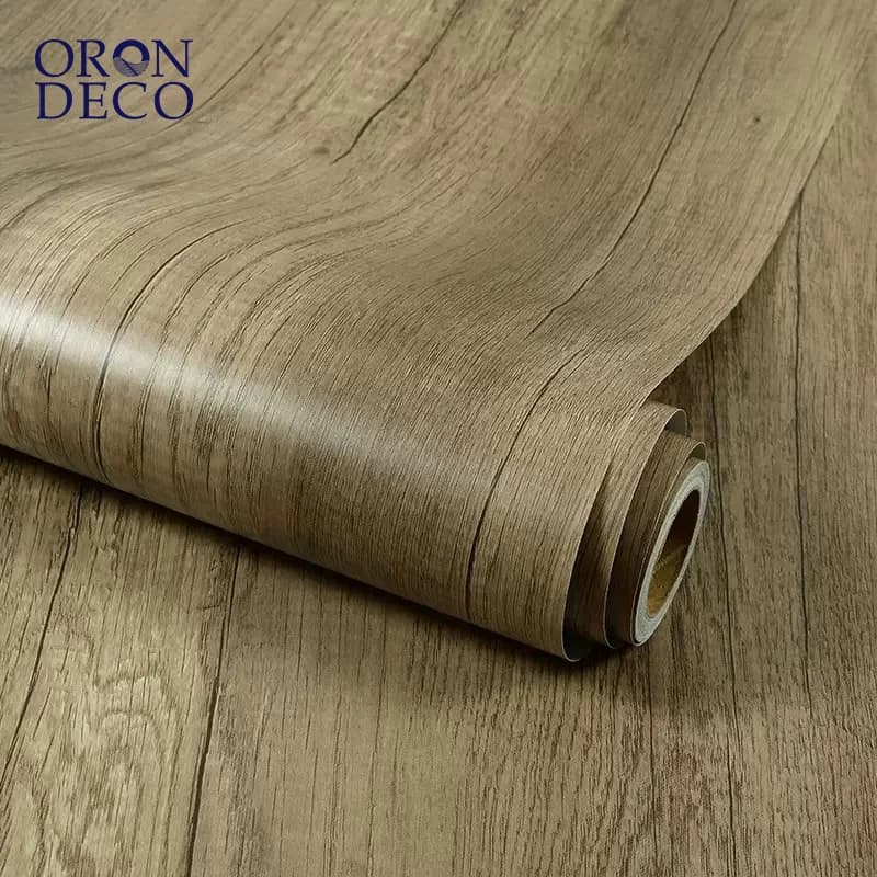 COWINLIFE DECO Removable PVC Wooden Textured Effect 3D Wood Wallpaper Roll Waterproof Designs for Furniture and Wall Decor