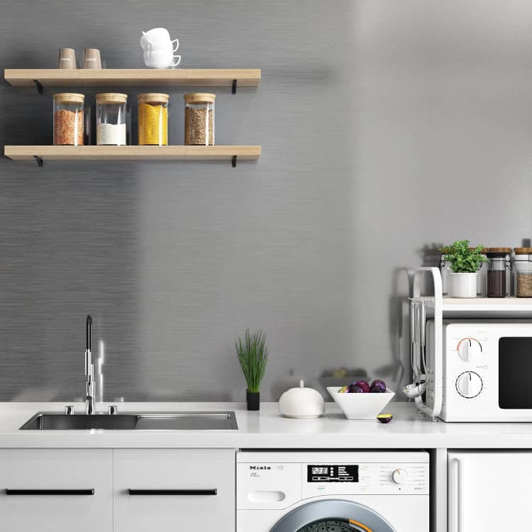 COWINLIFE DECO Self-Adhesive Stainless Steel Brushed Wallpaper Silver Metallic Decorative Metallized Films Kitchen Wall Sticker detail 3