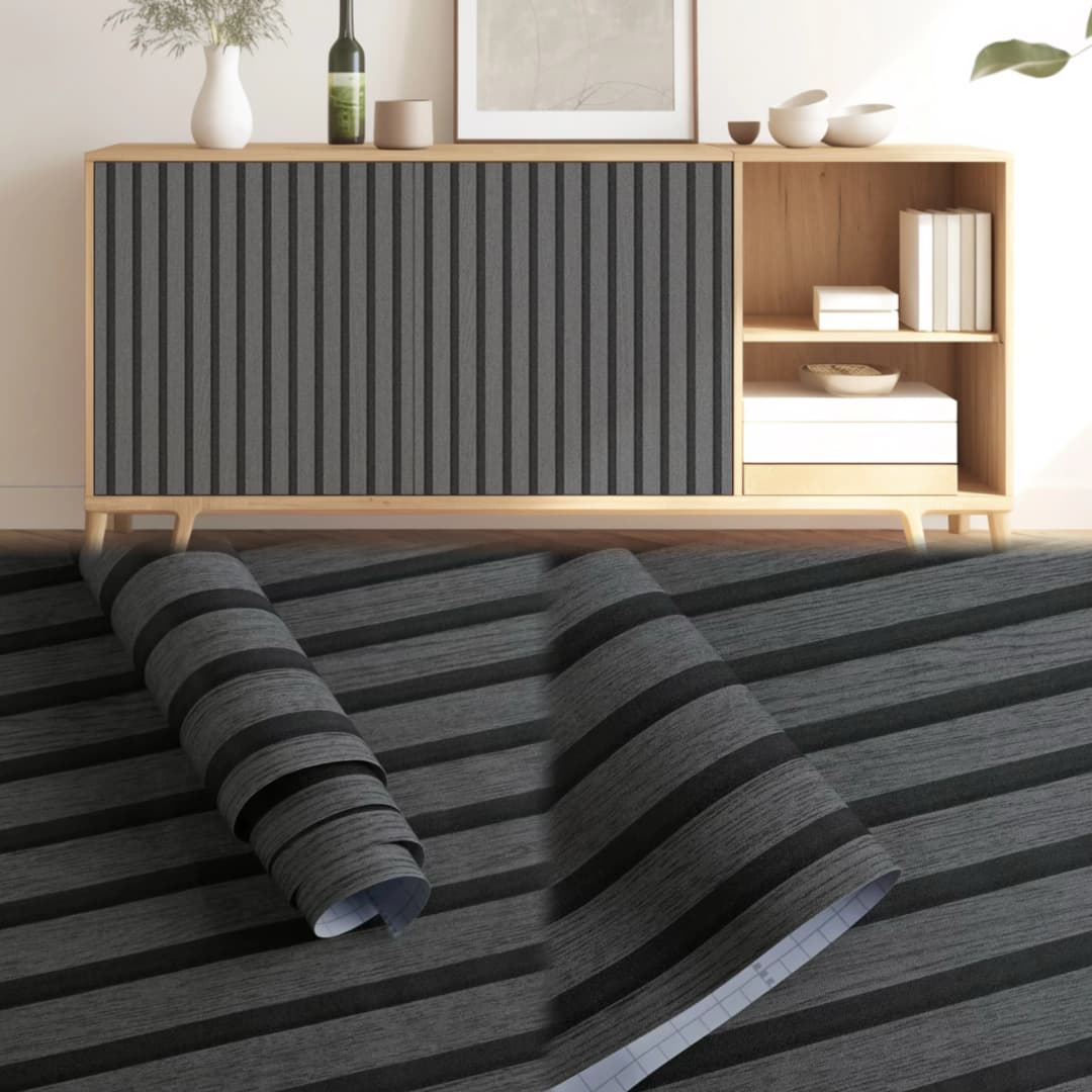 COWINLIFE DECO High Quality Gray Removable 3D Wood Grain Wallpaper Peel and Stick Self Adhesive Vinyl Wallpaper for Bedroom Cabinet