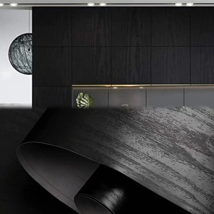 COWINLIFE DECO Black Wood Peel and Stick Self-Adhesive Wallpaper for Bedroom Kitchen Cabinet Wrap Surfaces Easy to Clean detail 1
