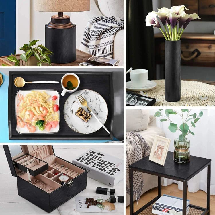 COWINLIFE DECO Black Wood Peel and Stick Self-Adhesive Wallpaper for Bedroom Kitchen Cabinet Wrap Surfaces Easy to Clean detail 4