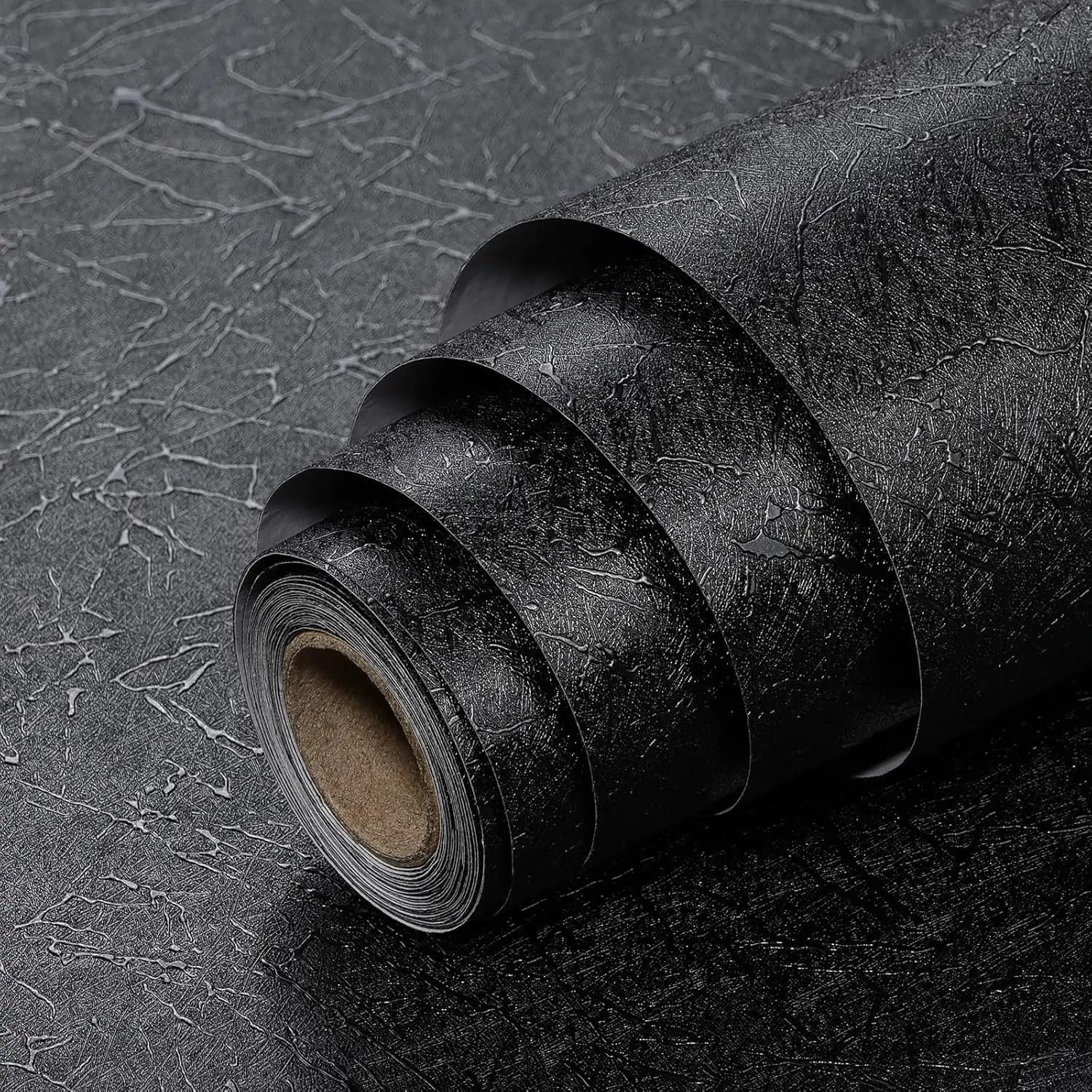 COWINLIFE DECO High Quality 3d Black Silk Wallpaper Embossed Self Adhesive Peel and Stick Removable Kitchen Wall Sticker Vinyl Wrap