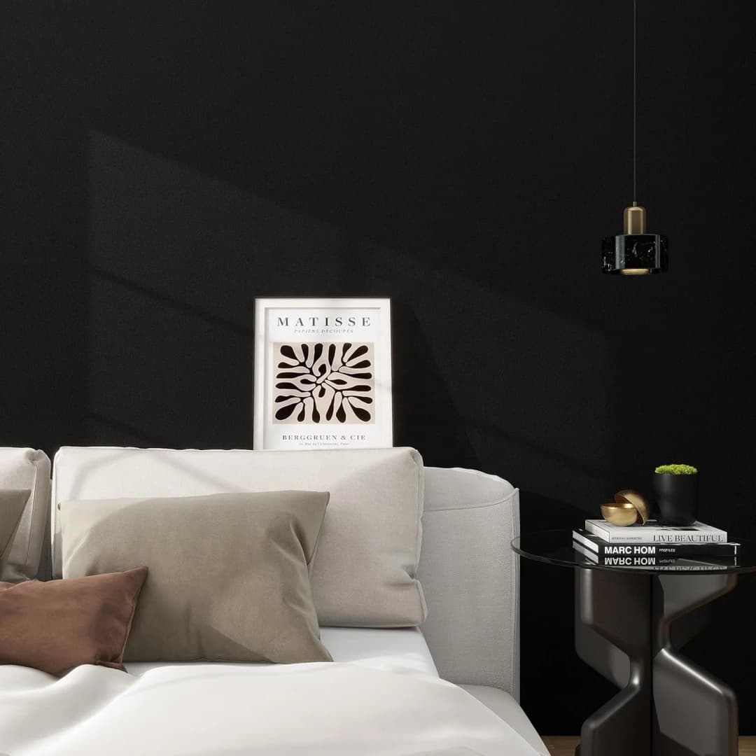 COWINLIFE DECO Thick Matte Black Peel and Stick Vinyl Wall Paper Self Adhesive Solid Colour Wallpaper for Bedroom Wall Covering