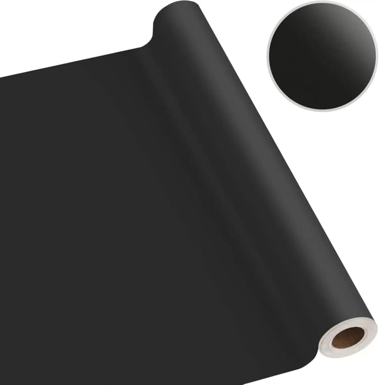 COWINLIFE DECO Thick Matte Black Peel and Stick Vinyl Wall Paper Self Adhesive Solid Colour Wallpaper for Bedroom Wall Covering detail 2