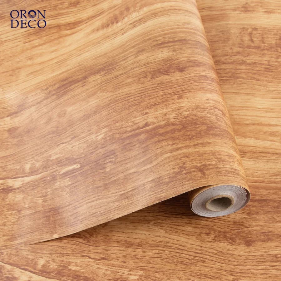 COWINLIFE DECO Thick Wallpaper Retro Wood Texture Kitchen Wall Sticker Vinyl Self-Adhesive Peel and Stick Wallpaper Rolls Furniture
