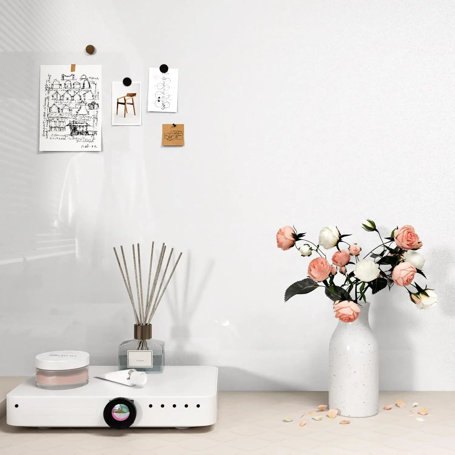 COWINLIFE DECO High Quality Glossy White Self-Adhesive Peel and Stick Waterproof Glitter film for Kitchen Countertop