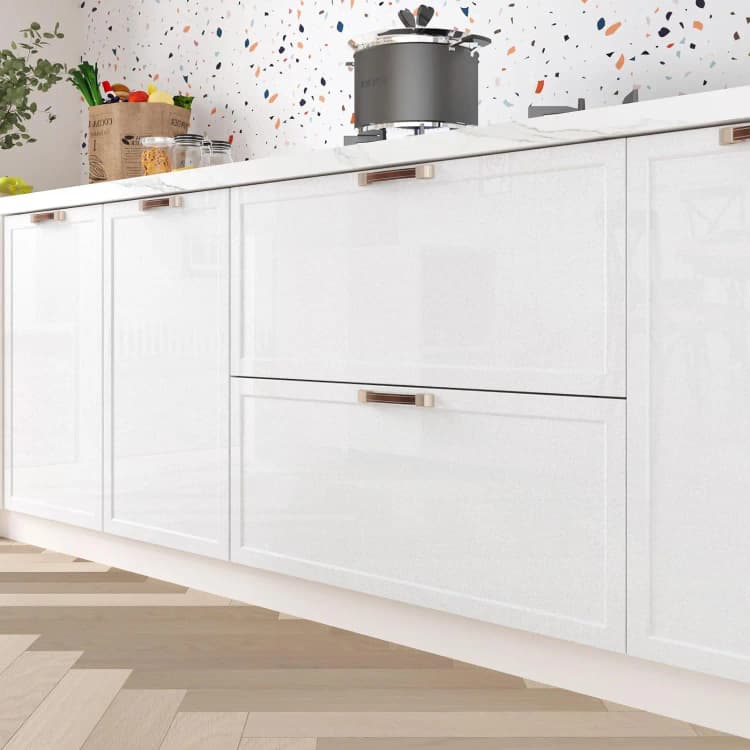 COWINLIFE DECO High Quality Glossy White Self-Adhesive Peel and Stick Waterproof Glitter film for Kitchen Countertop detail 4