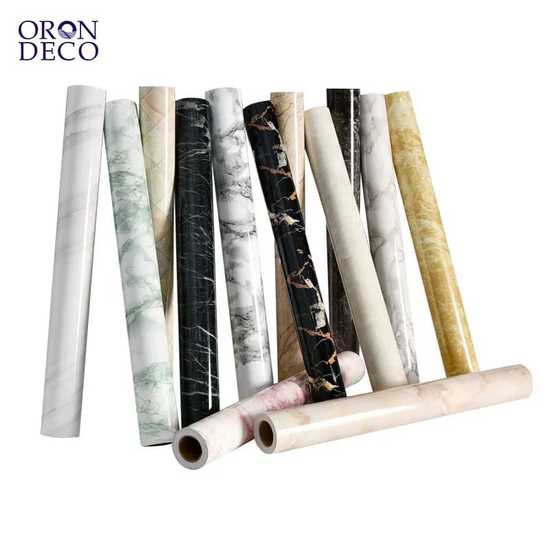 COWINLIFE DECO Vinyl Marble Sticker PVC Self Adhesive Wallpaper Rolls for Kitchen Waterproof Geometric Design for Home Wall Covering