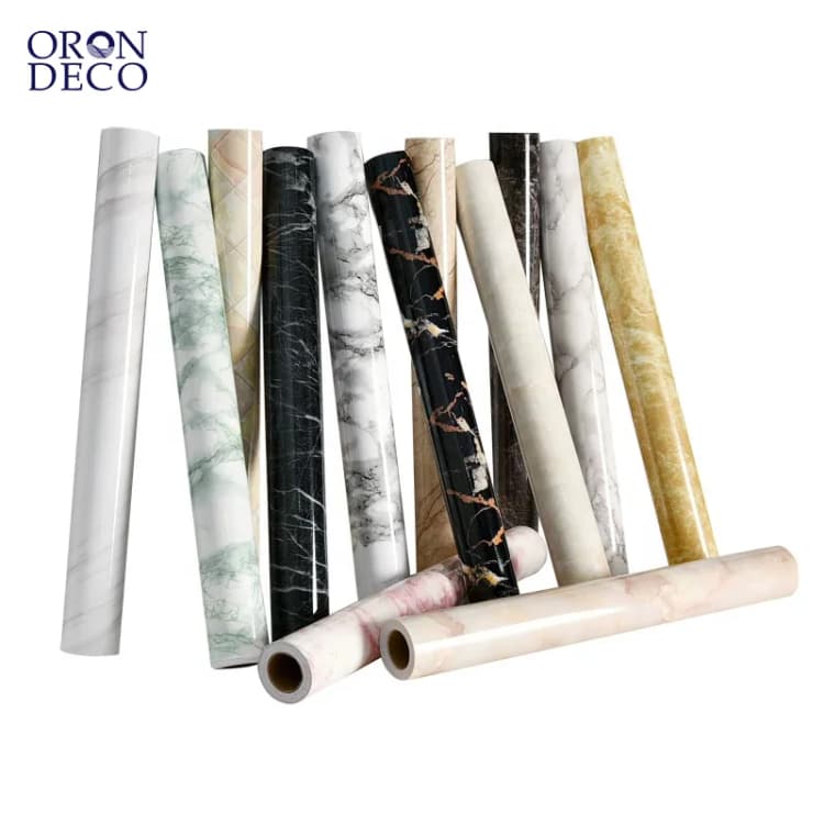 COWINLIFE DECO Vinyl Marble Sticker PVC Self Adhesive Wallpaper Rolls for Kitchen Waterproof Geometric Design for Home Wall Covering detail 1