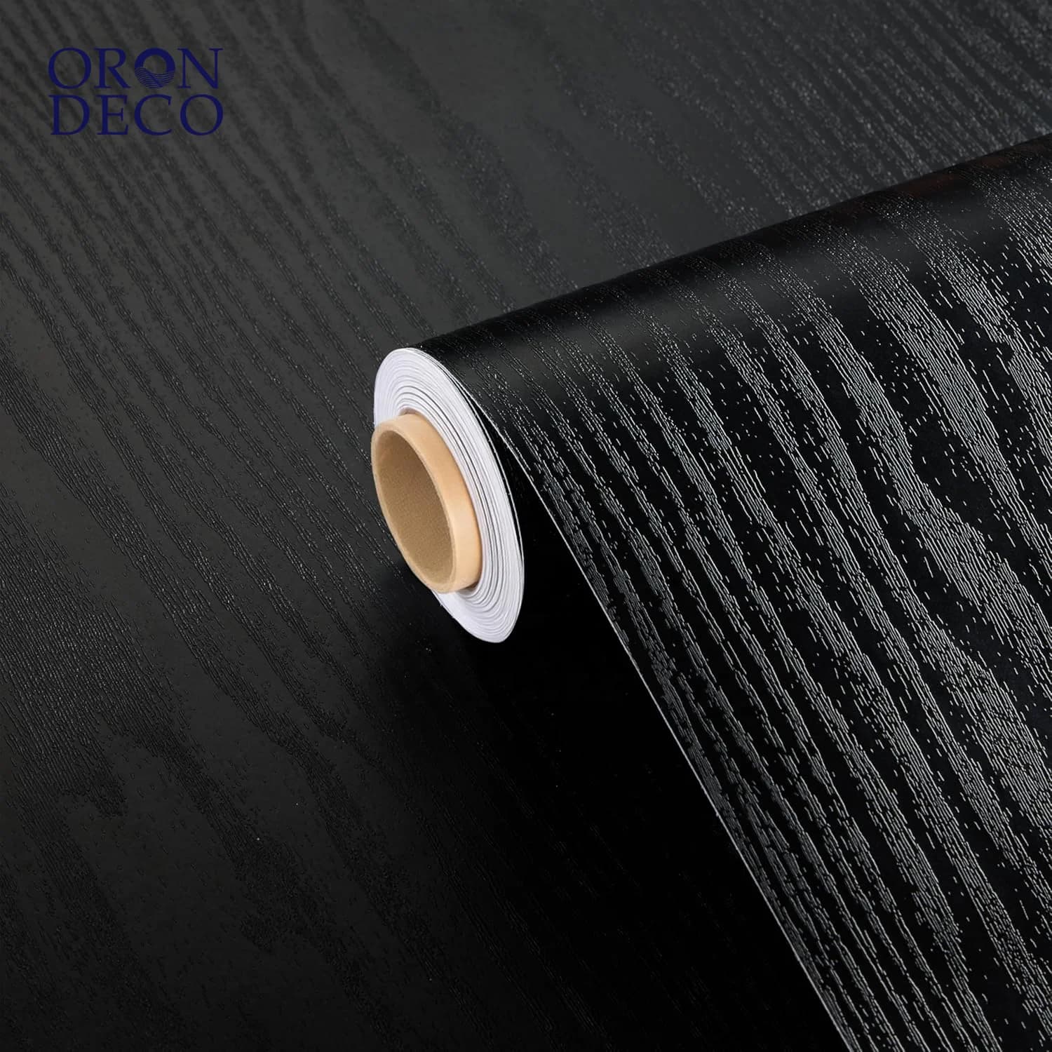 COWINLIFE DECO Black Peel and Stick Kitchen Wall Sticker Wood Grain Self-Adhesive Wallpaper CabinetsFurniture Easy to Install