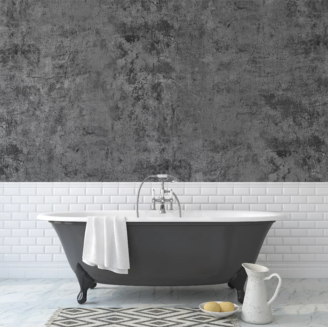 COWINLIFE DECO Waterproof Dark Grey Peel and Stick Wallpaper PVC Self Adhesive Cement Wall Stickers 3d Home Decoration for Bathroom