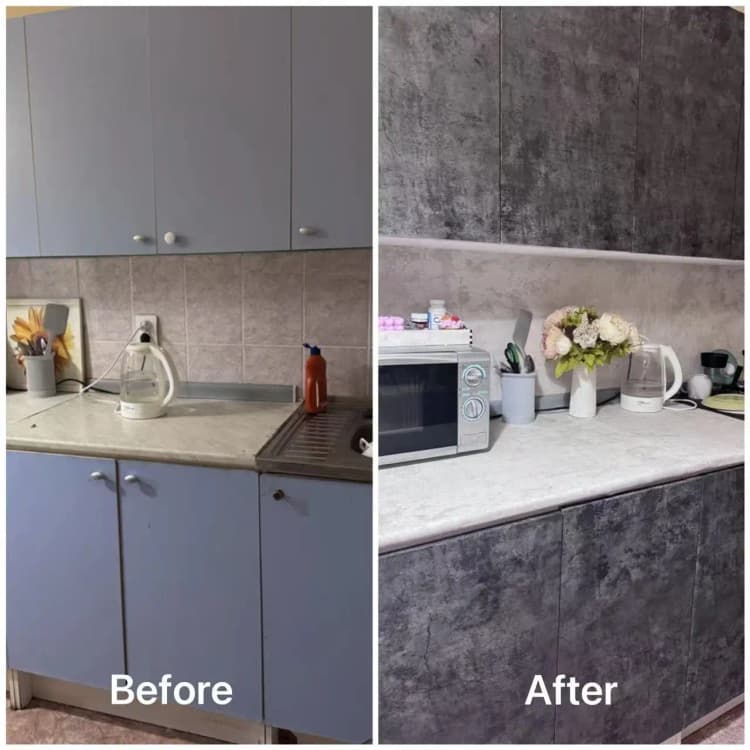 COWINLIFE DECO Waterproof Dark Grey Peel and Stick Wallpaper PVC Self Adhesive Cement Wall Stickers 3d Home Decoration for Bathroom detail 2