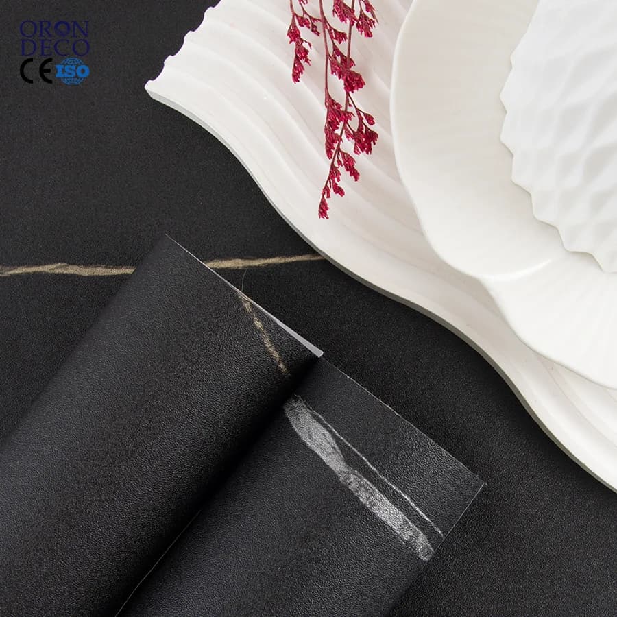 COWINLIFE DECO New Black Marble Peel and Stick Wallpaper Rolls Self Adhesive Vinyl Marble Sticker for Home Decoration Easy to Cut