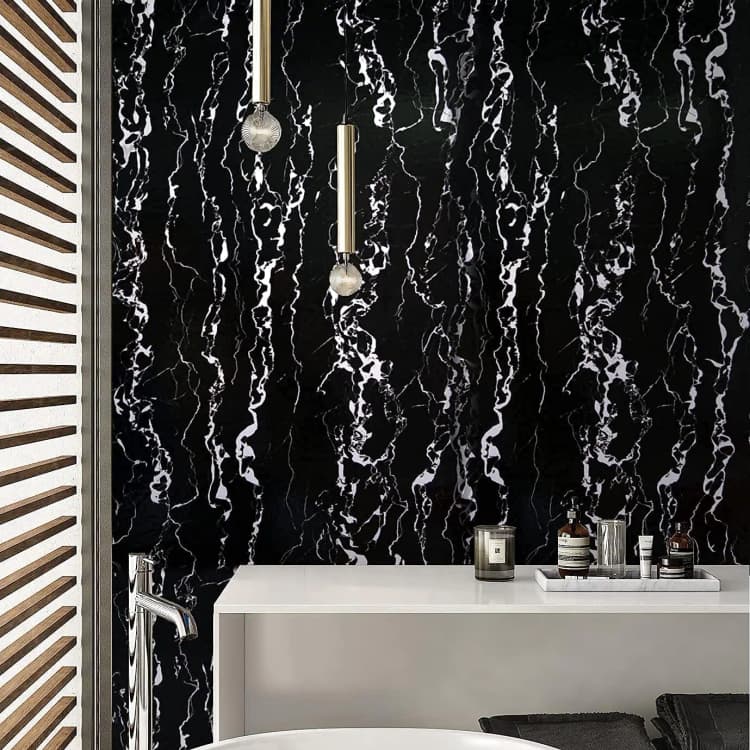 COWINLIFE DECO New Black Marble Peel and Stick Wallpaper Rolls Self Adhesive Vinyl Marble Sticker for Home Decoration Easy to Cut detail 4