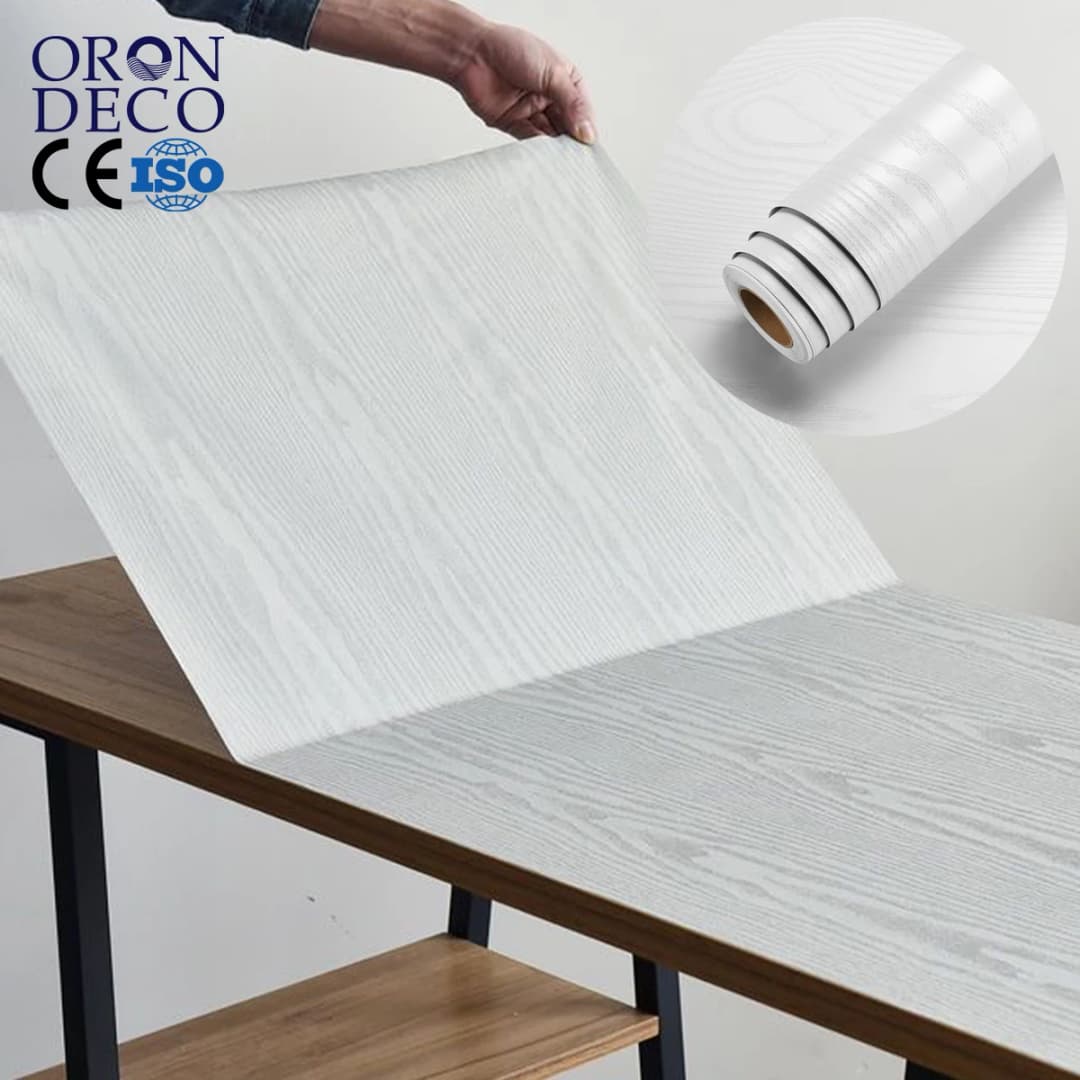 COWINLIFE DECO Bronzing Silver 3D PVC Wall Paper Self Adhesive Wood Grain Textured Pattern Peel Stick Home Decor PVC Wallpaper Rolls