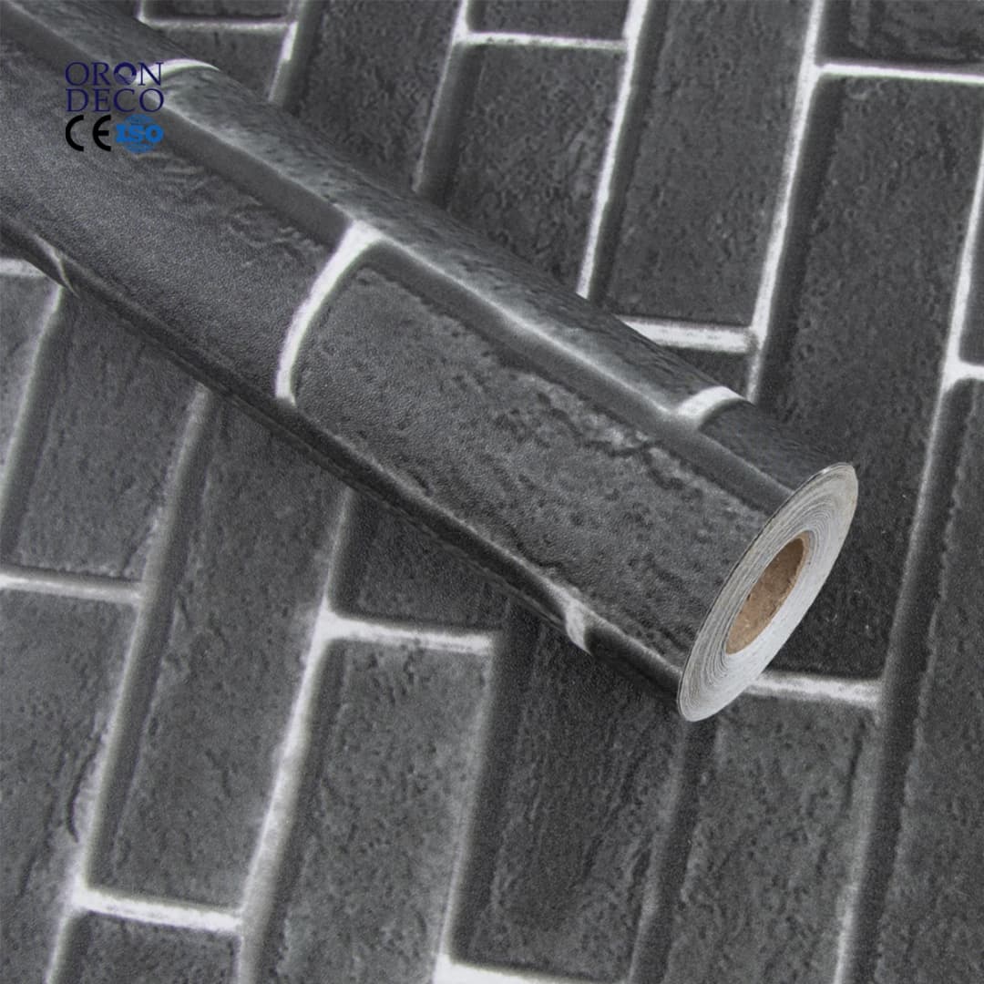 COWINLIFE DECO PVC Brick Wall Stickers Black 3d Wall Panel Wall Interior Design House Decor Self-Adhesive 3d Home Wallpaper Rolls