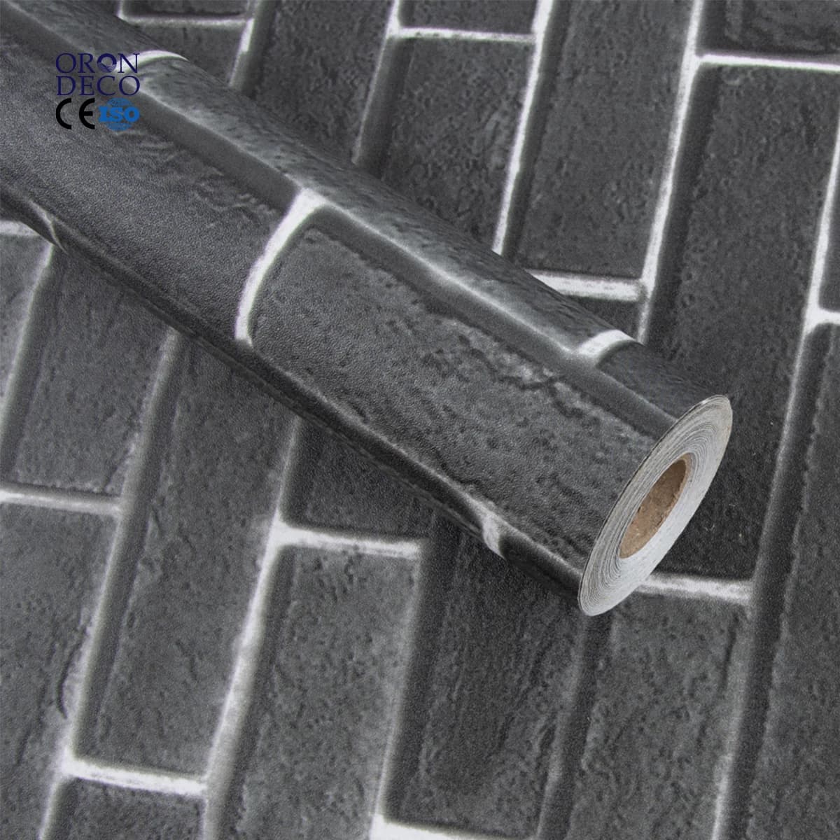 COWINLIFE DECO PVC Brick Wall Stickers Black 3d Wall Panel Wall Interior Design House Decor Self-Adhesive 3d Home Wallpaper Rolls
