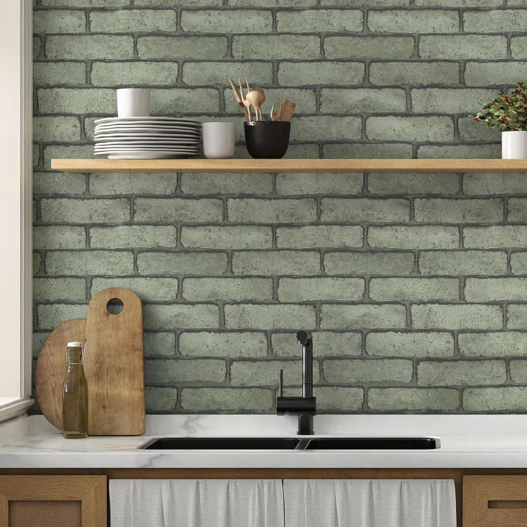 COWINLIFE DECO Green Eco 3d Brick Wall Wallpaper PVC Waterproof Home Decor Wall Paper Peel and Stick Stickers Luxury Wallpaper Rolls detail 5