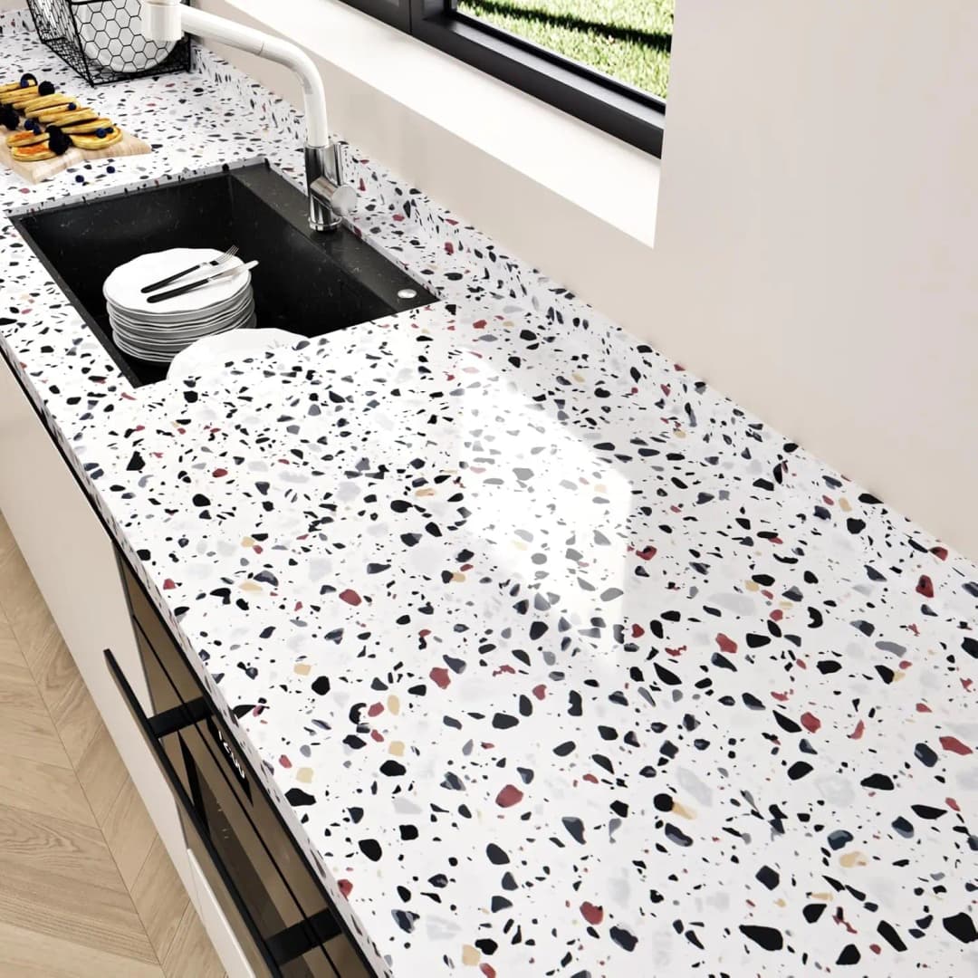 COWINLIFE DECO Kitchen Wrap Customization Glossy Self-Adhesive Peel & Stick Waterproof Vinyl Marble Sticker Wallpaper
