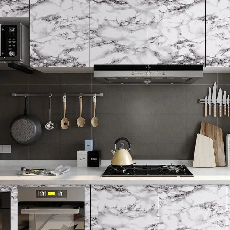 COWINLIFE DECO 3D Wallpaper Peel and Stick Glossy Marble Wall Stickers Self Adhesive Contact Paper for Countertop Kitchen Cabinets detail 4