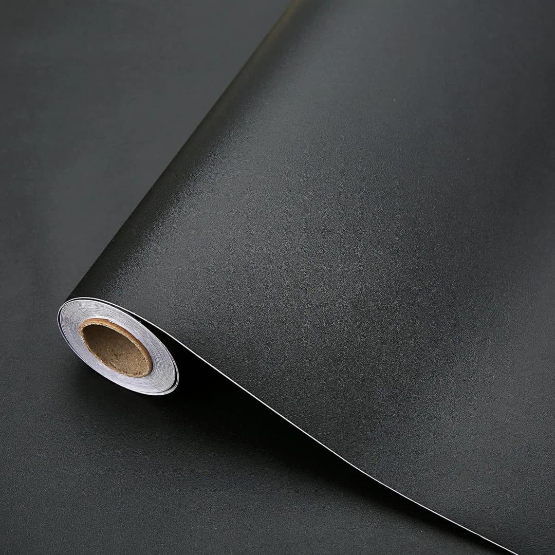 COWINLIFE DECO Self Adhesive Wall Paper DIY Home Decor Solid Black Wallpapers for Kitchen Cabinet Furniture Countertop Wallpaper Roll