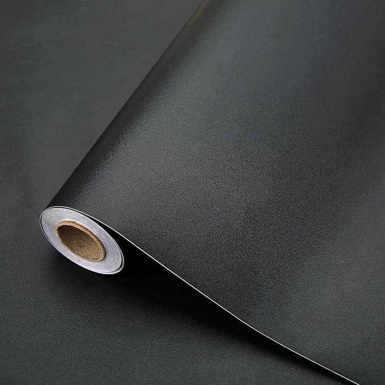COWINLIFE DECO Self Adhesive Wall Paper DIY Home Decor Solid Black Wallpapers for Kitchen Cabinet Furniture Countertop Wallpaper Roll detail 1