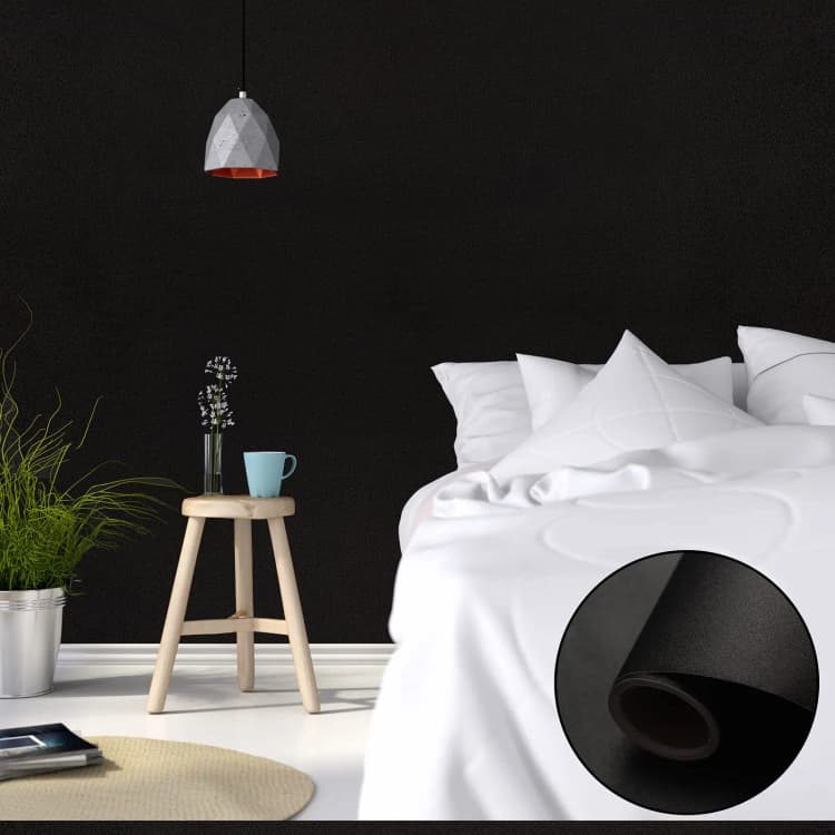 COWINLIFE DECO Self Adhesive Wall Paper DIY Home Decor Solid Black Wallpapers for Kitchen Cabinet Furniture Countertop Wallpaper Roll detail 7