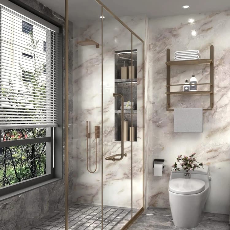 NEW White Matt Marble Gold Line Marble Waterproof Pvc Self Adhesive Marble Decorative Stickers  for Bathroom Kitchen Countertop detail 5