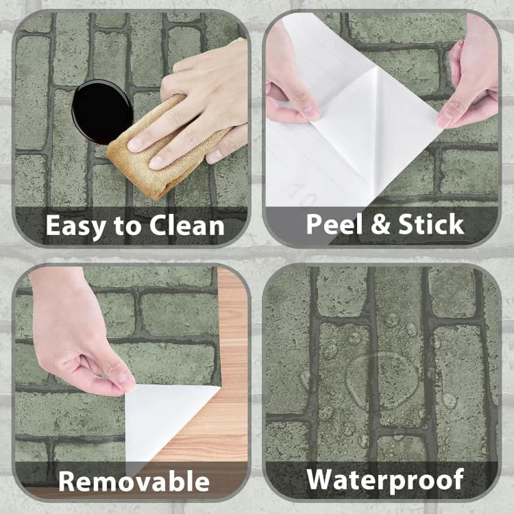 COWINLIFE DECO Brick PVC Material Wall Decor Glue Stripping Removable Self Adhesive Wallpaper Roll Interior Decoration Home Decor detail 2